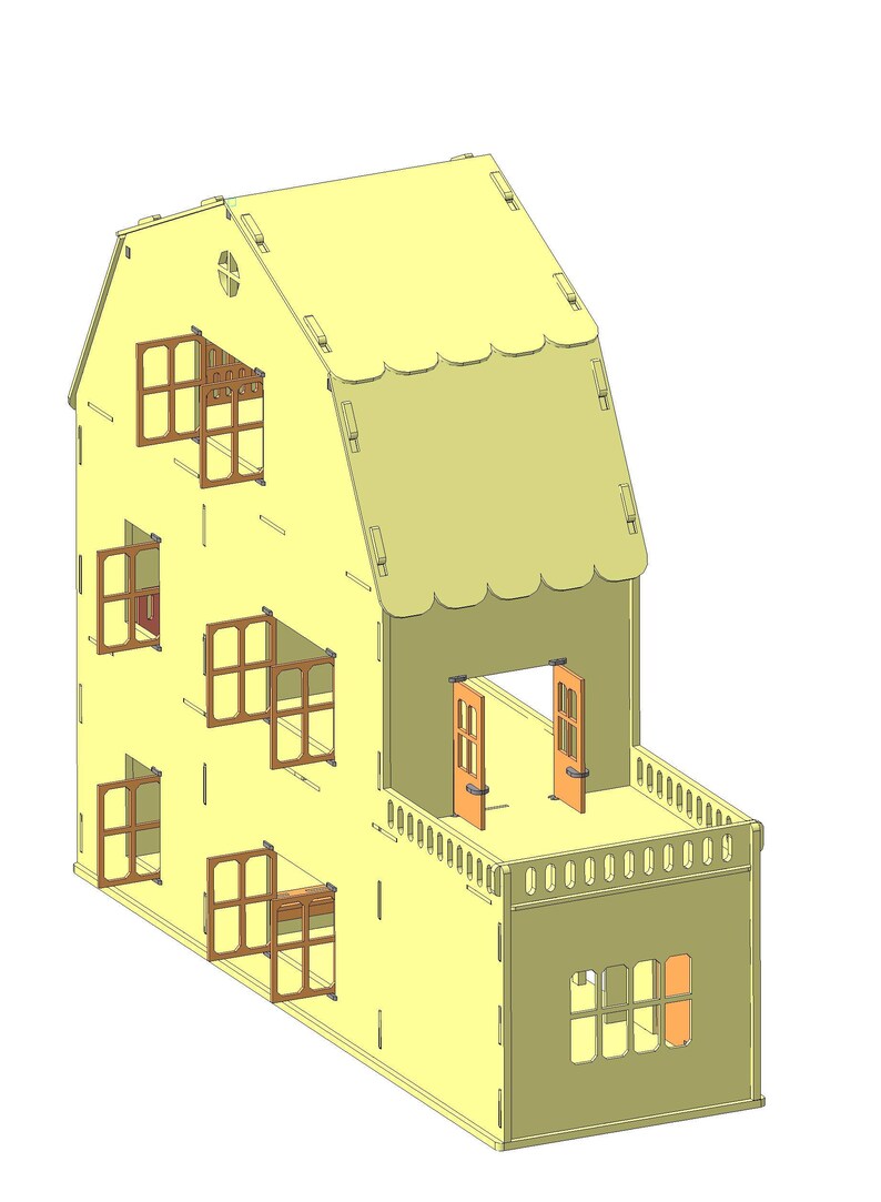 Dollhouse 3 floors with garage wooden dollhouse laser cut Etsy