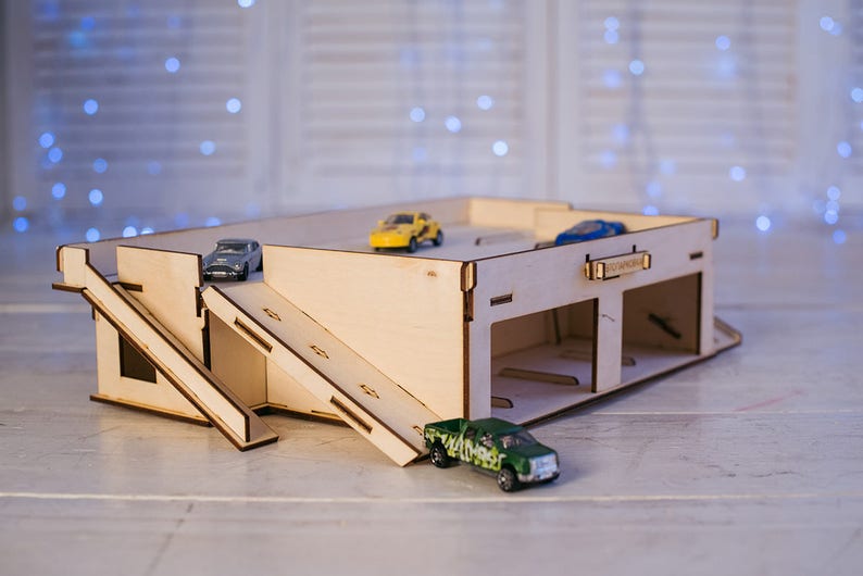 Parking for toy cars improved set of 2 drawings laser cut Etsy