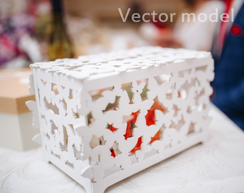 laser cut vector model cnc file vector template for laser cutting Wedding card box drawing instant download money box wedding casket