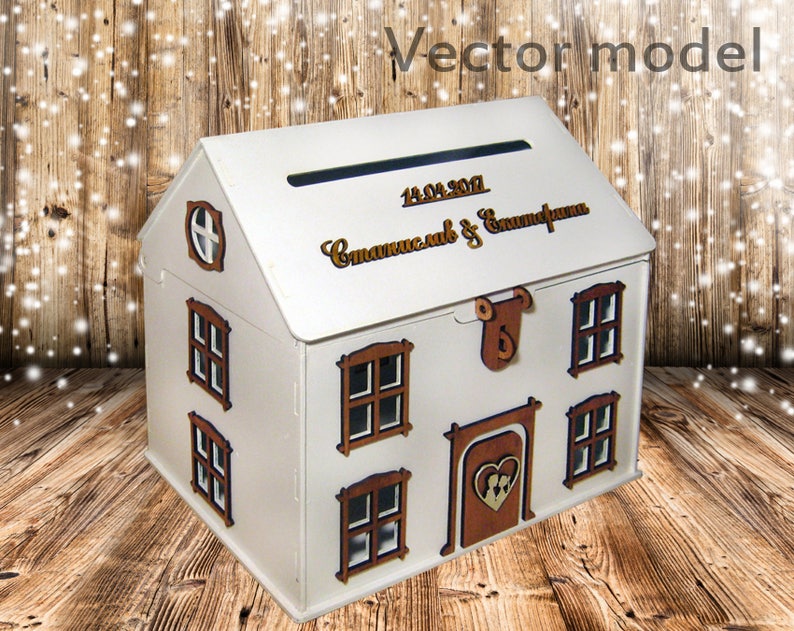 Wedding Card Box Drawing Money Box Wedding Chest Laser Cut Etsy - image 0