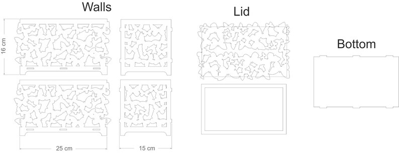 laser cut vector model cnc file vector template for laser cutting Wedding card box drawing instant download money box wedding casket
