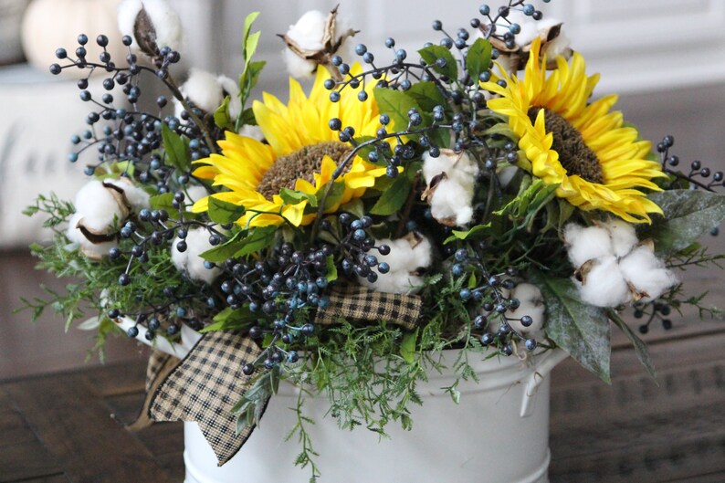 Farmhouse Decor Country/ Primitive Floral Arrangement Cotton Etsy