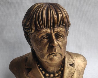 German Politician and leader CDU Angela Merkel bust statue