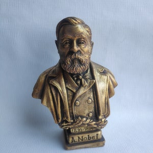 Swedish chemist, businessman & philanthropist Alfred Nobel bust statue
