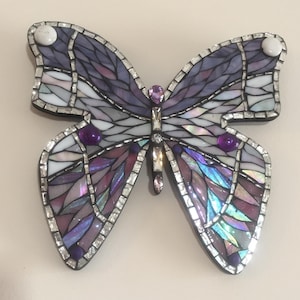 Purple Butterfly - 3 colors, unique & colorful glass mosaic wall art, elegant wall hanging, handmade and customizable, shiny home decoration