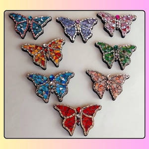 Mini Butterfly Mosaic: Handmade Glass Wall Hanging In Various Colors