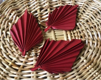 12 Red Palm Fans Home Decorating 3 inches Floral Crafts