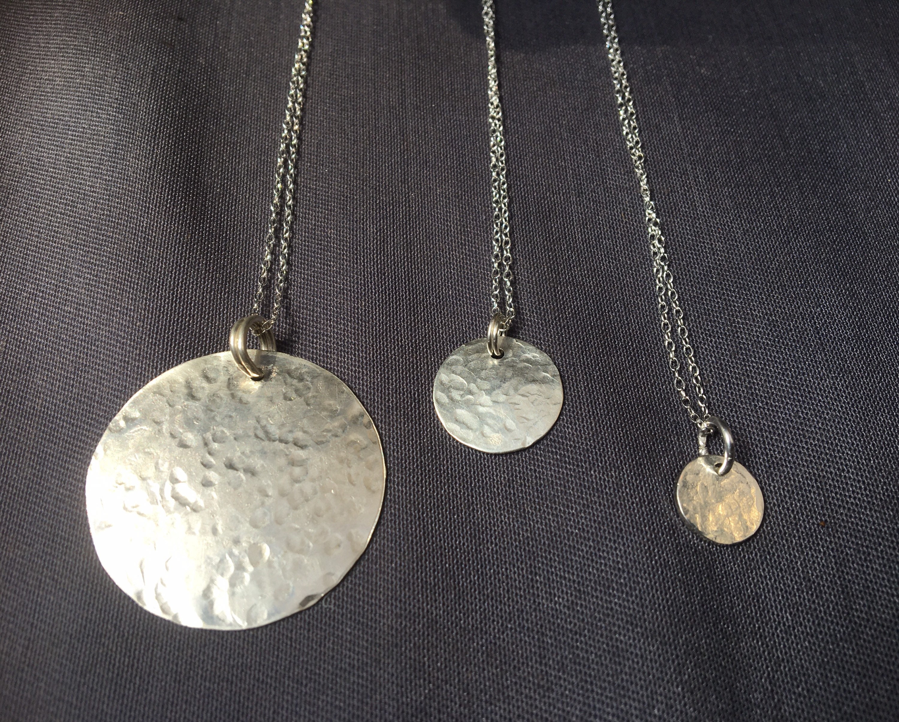 Large Sterling Silver Disc Necklace / Hammered Disc Necklace / Front Clasp  Necklace / Silver Disc Necklace - Etsy