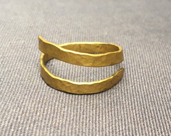 Adjustable hammered brass ring. Gift for her gift for him. Handmade