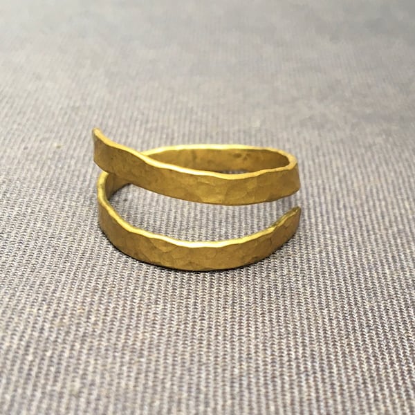 Adjustable hammered brass ring. Gift for her gift for him. Handmade