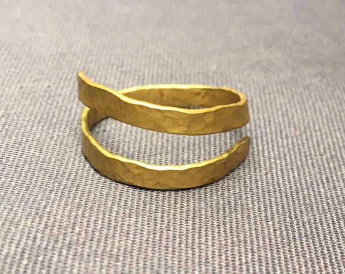 Adjustable hammered brass ring. Gift for her gift for him. Handmade
