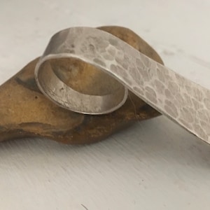 Handmade Geometric Hammered Sterling Silver Adjustable Ring