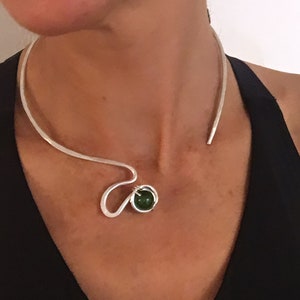 Handmade Jade and sterling silver choker