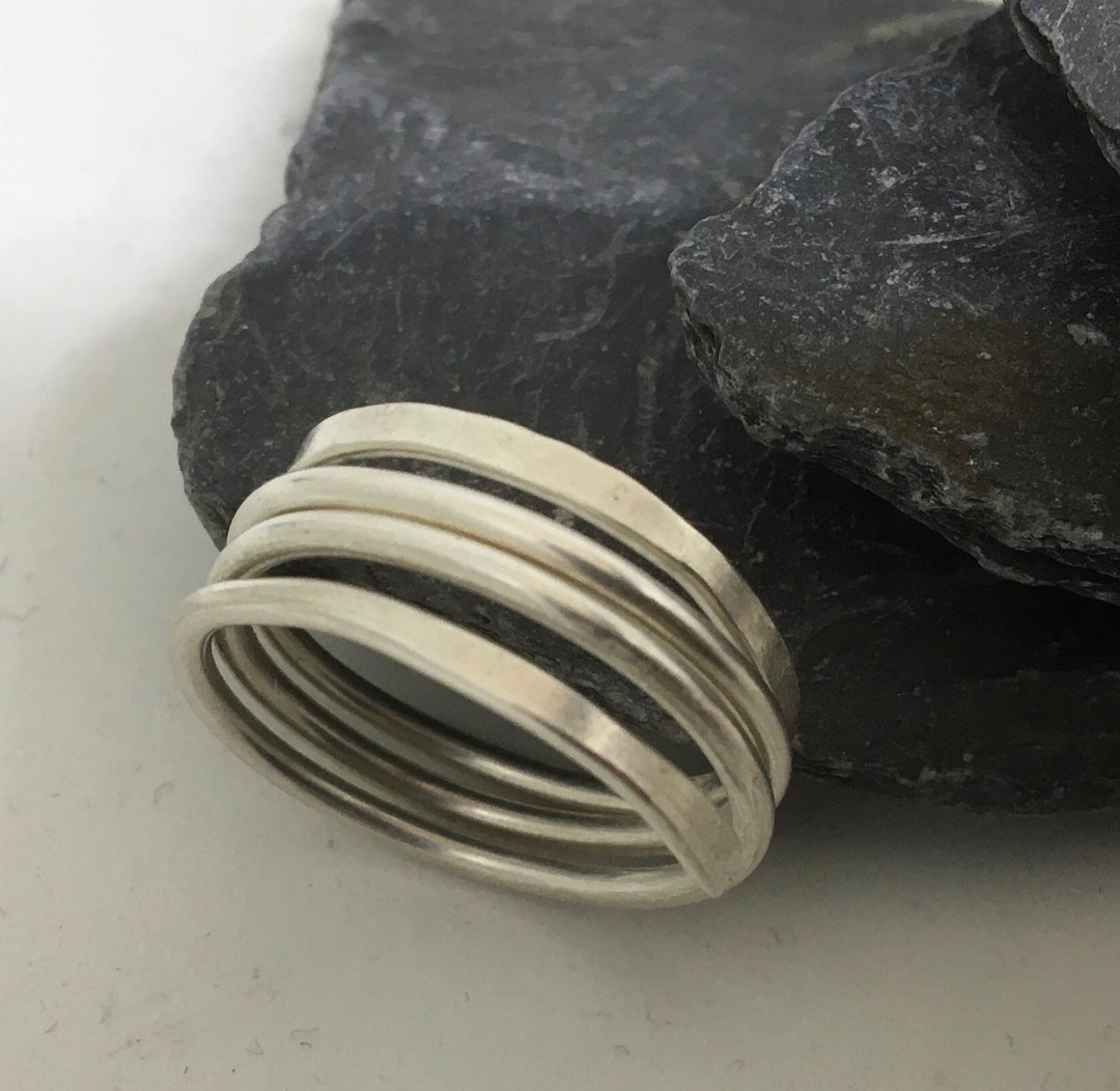 Minimalist Handmade Silver Four Rounds Ring. Adjustable Ring. Gift for ...