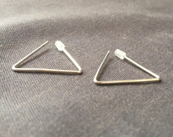 Minimalist sterling silver triangle hoops. Gift for her. Geometric jewellery.