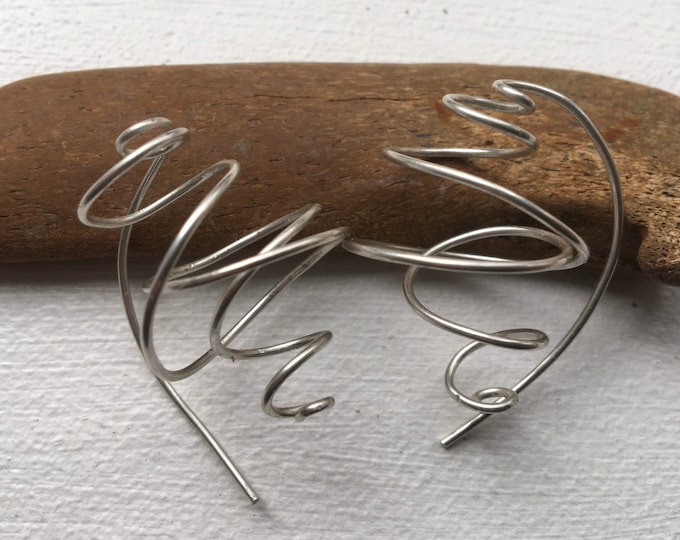 Sterling silver twister tornado earrings. Handmade sterling silver earrings. Gift for her