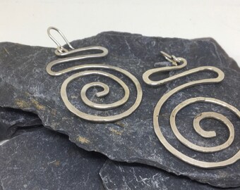 Spiral sterling silver handmade earrings. Gift for her. Tribal earrings