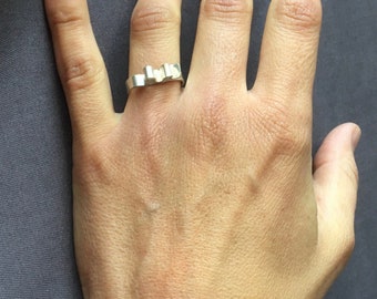 Handmade Wavy Sterling Silver Ring: Minimalist Adjustable Jewelry