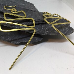 Handmade Hammered Brass Zig Zag Statement Earrings