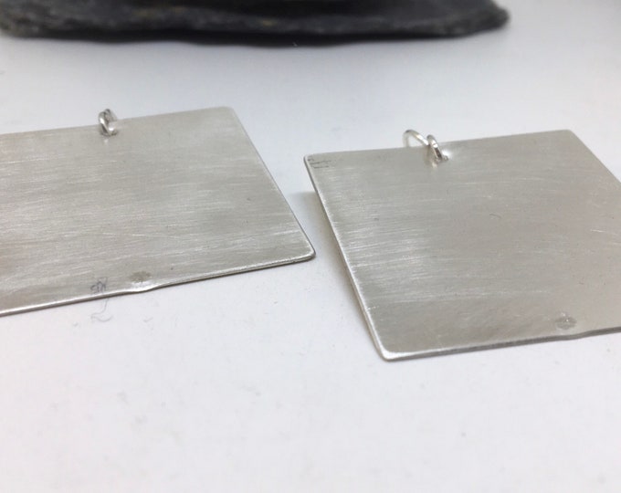 Geometric sterling silver earrings. Statement square sterling silver earrings. Handmade earrings