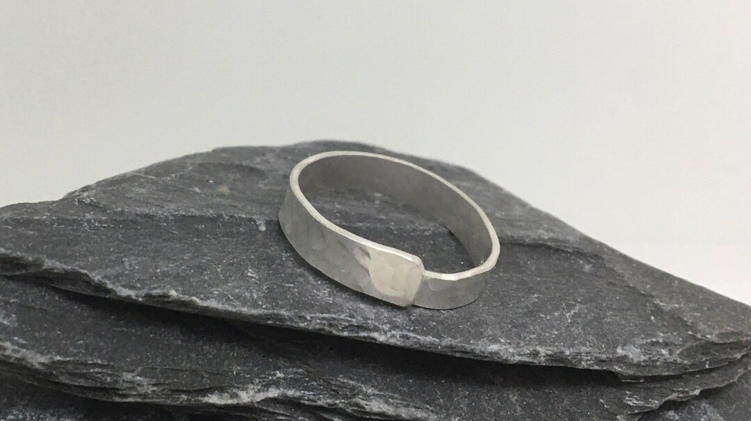 Hammered Sterling Silver 6mm Wide Handmade Band Adjustable Ring - Etsy