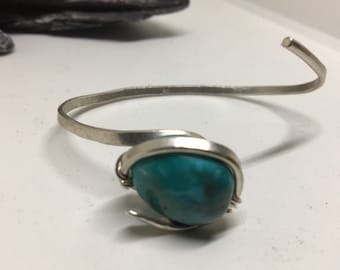 Turquoise  sterling silver bracelet. Handmade , Gift for her. Birthday gift. Gemstone jewellery .