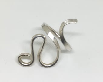 Handmade Sterling Silver Snake Ring - Contemporary Adjustable Design