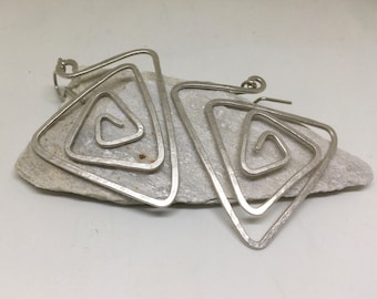 Handmade Geometric Triangle Sterling Silver Earrings