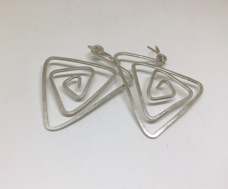 Handmade Geometric Triangle sterling silver earrings. Gift for her. image 4