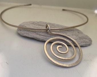 The handmade sterling silver spiral statement necklace