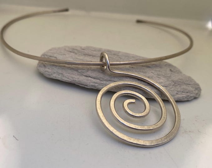 The handmade sterling silver spiral statement necklace