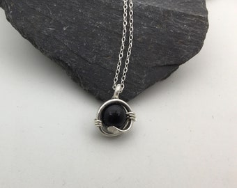 Onyx and sterling silver necklace. Handmade necklace. Gift for her