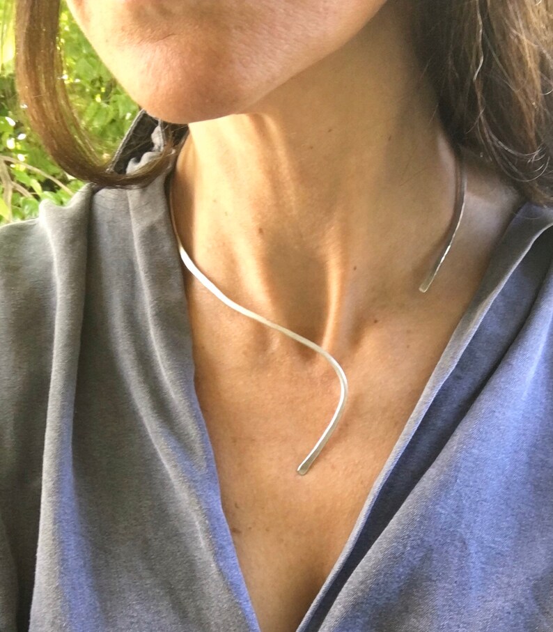 Adjustable Sterling silver handmade minimalist elegant choker necklace
