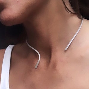 Minimalist sterling silver choker. Handmade sterling silver necklace. Gift for her. Statement silver choker