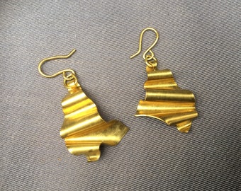 Wavy  triangular geometric handmade earrings. Gift for her