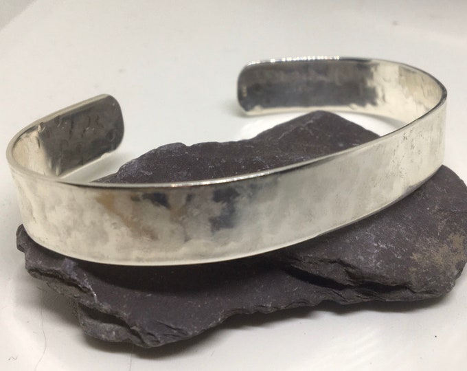 Adjustable hammered sterling handmade bangle. Gift for her. Gift for women . Gift for men.