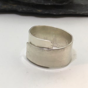 Handmade adjustable over band sterling silver statement ring. Gift for her