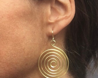 Handmade spiral brass earrings