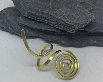 Handmade Spiral brass ring. Gift for her. Statement brass ring. Adjustable ring