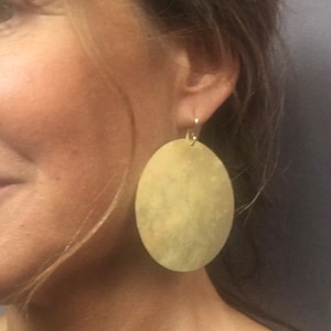 Statement handmade brass disc earrings