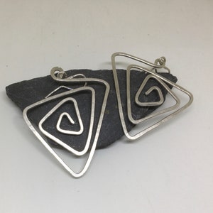 Handmade Geometric Triangle sterling silver earrings. Gift for her. image 9