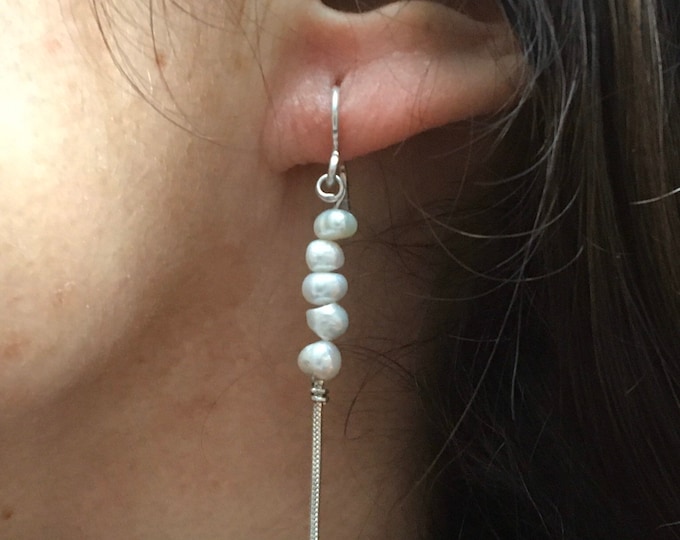 Handmade sterling silver and small pearls earrings