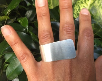 Adjustable geometric statement sterling silver ring. Gift for her