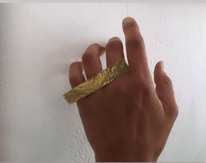 Rectangular statement brass ring