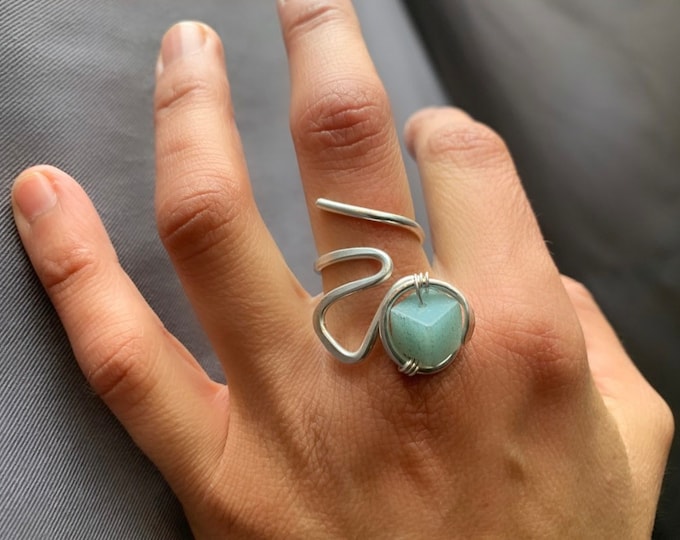 Handmade aquamarine and sterling silver ring