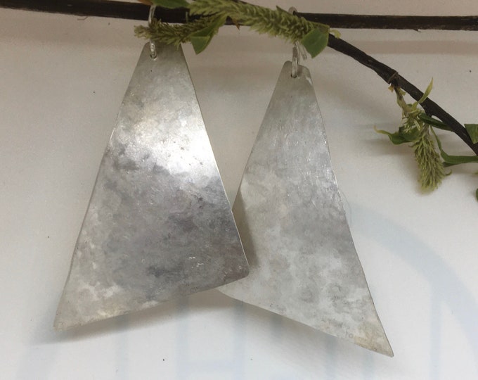 Geometric triangle statement handmade sterling silver earrings