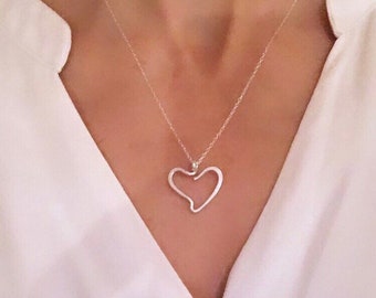 Handmade Sterling silver heart pendant. Gift  for her. Valentine’s gift.