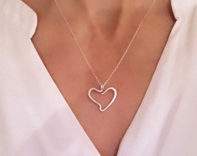 Handmade Sterling silver heart pendant. Gift  for her. Valentine’s gift.