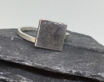 Sterling silver square ring, adjustable ring. Geometric sterling silver ring, handmade ring, gift for her, minimalist sterling silver ring