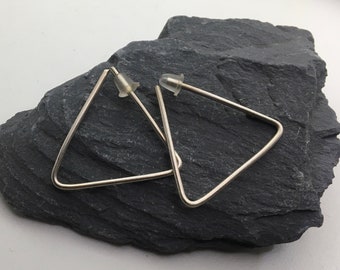 Handmade geometric triangle  sterling silver hoops. Gift for her. Geometric jewellery. Minimalist jewellery